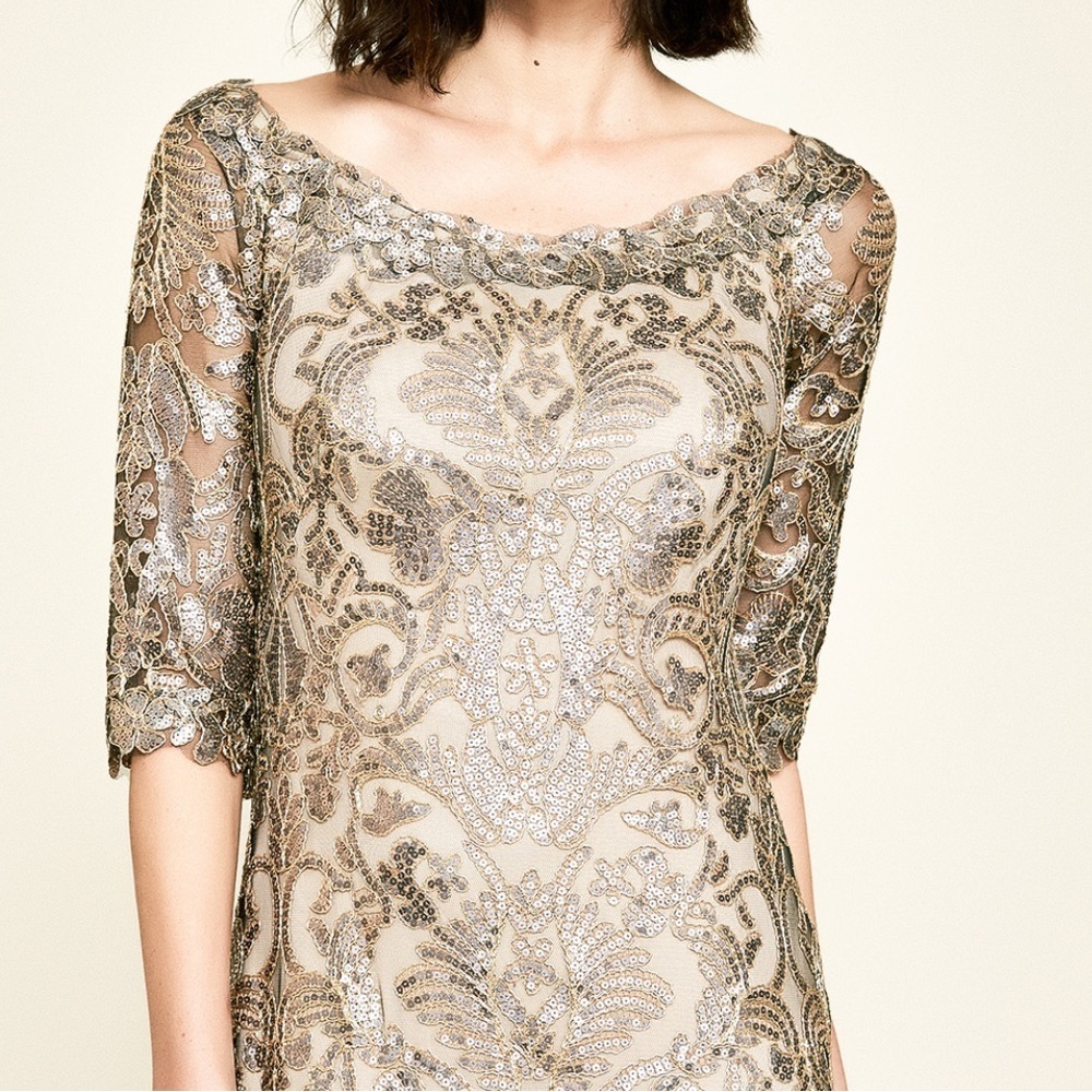 Tadashi Shoji Jemison Sequin Embroidered Gown, Size 8. - Picture 14 of 14